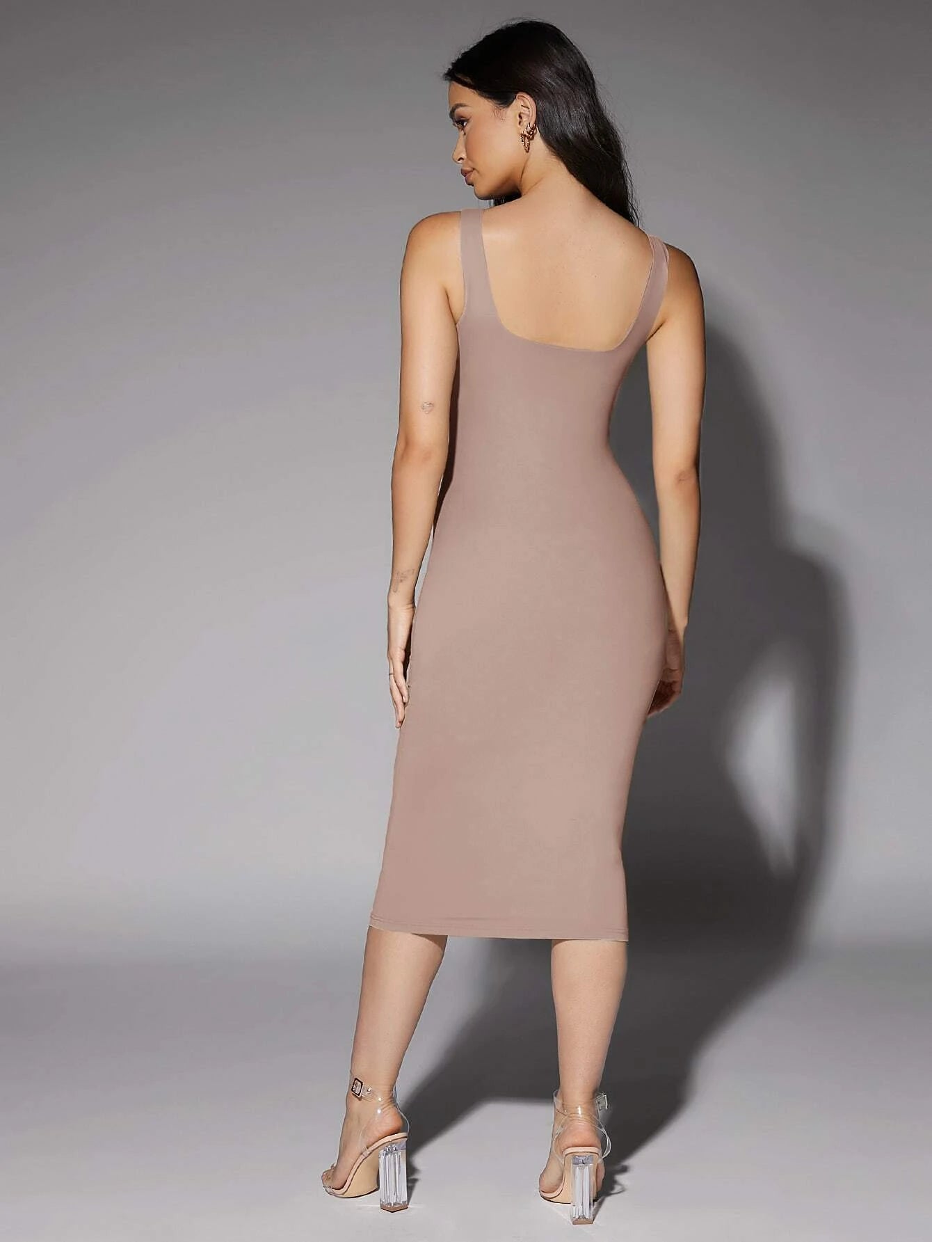 BAE Low Back Solid Tank Dress Tube Dress shein