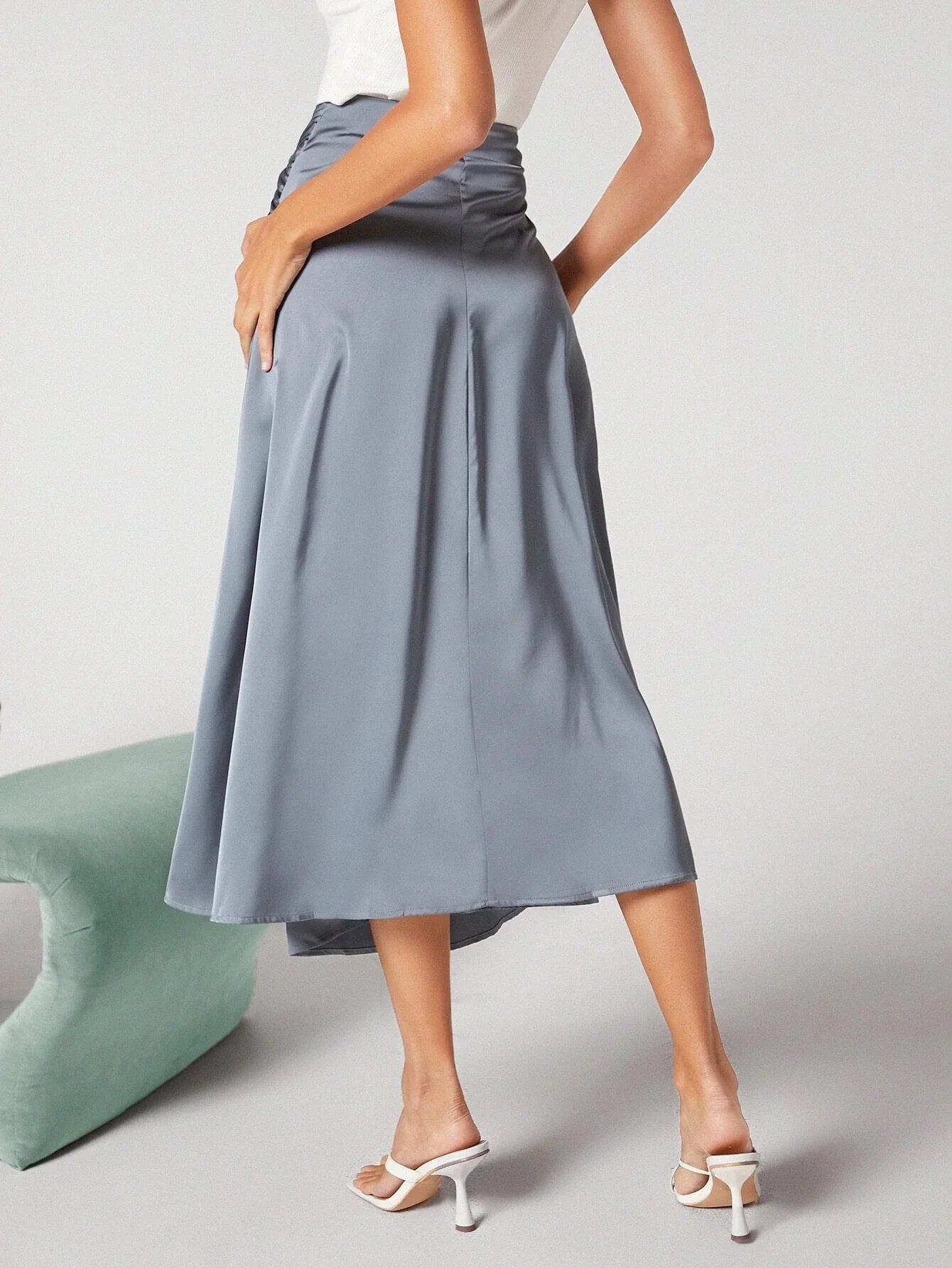 Priv� Twist Front Satin Skirt Workwear