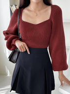 DAZY Sweetheart Neck Raglan Sleeve Sweater shein