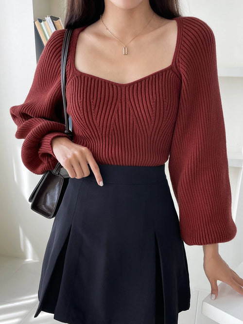 DAZY Sweetheart Neck Raglan Sleeve Sweater shein