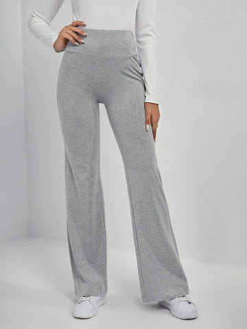EZwear Wide Waistband Flare Leg Pants