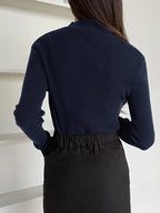 DAZY Women's Solid Stand Collar Long Sleeve Casual Business Pullover Sweater shein