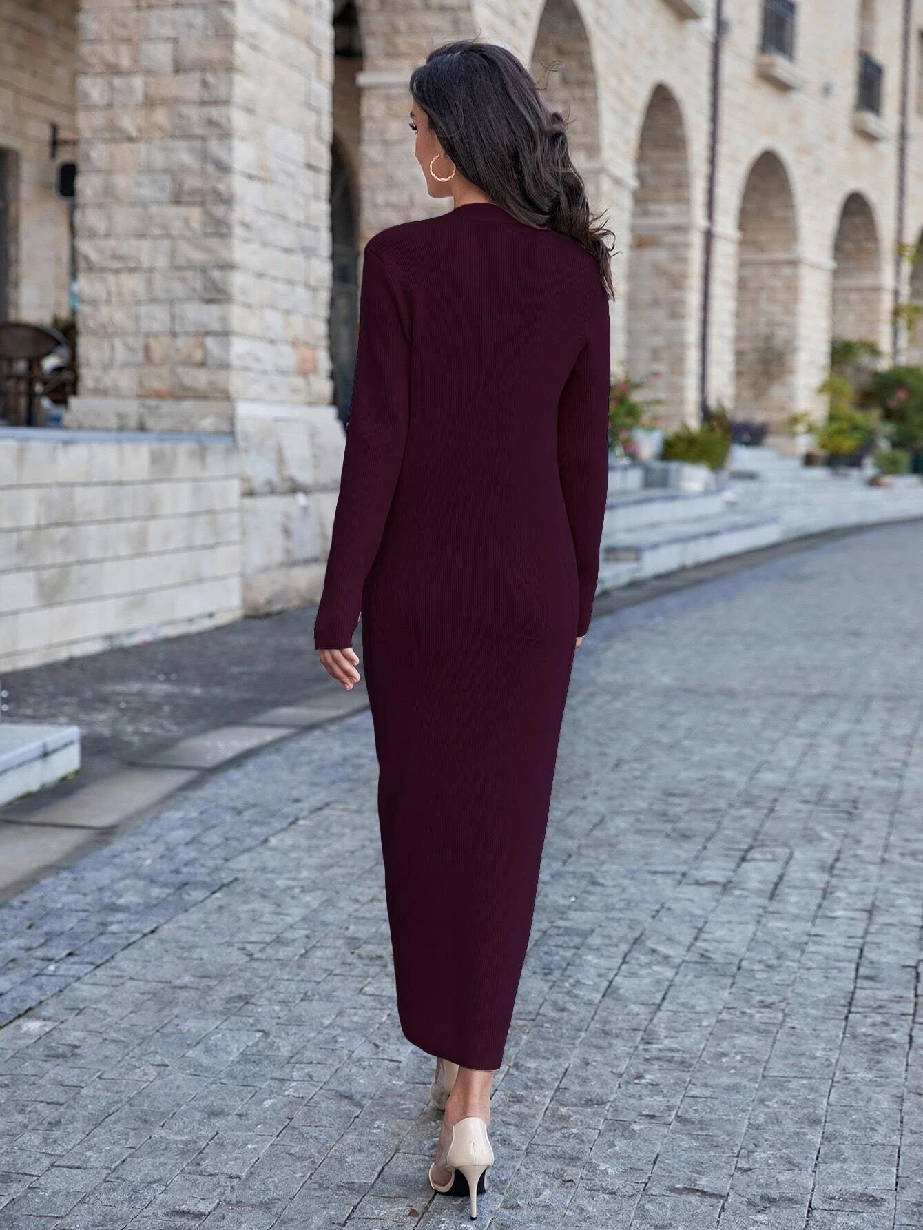Modely Solid Sleeveless Sweater Dress & Button Front Cardigan shein