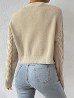 MOOSTA Drop Shoulder Cable Knit Cardigan & Crop Knit Top shein