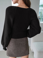 DAZY Sweetheart Neck Raglan Sleeve Sweater shein