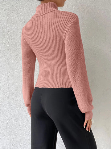 x Carly Lawrence SHEIN Allurite Turtleneck Cut Out Eyelet Detail Sweater shein