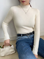 DAZY Women's Solid Stand Collar Long Sleeve Casual Business Pullover Sweater shein