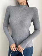 DAZY Women's Solid Stand Collar Long Sleeve Casual Business Pullover Sweater shein