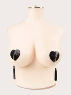 Plus 1 Pair Snakeskin Embossed Tassel Detail Heart Shaped Nipple Cover shein