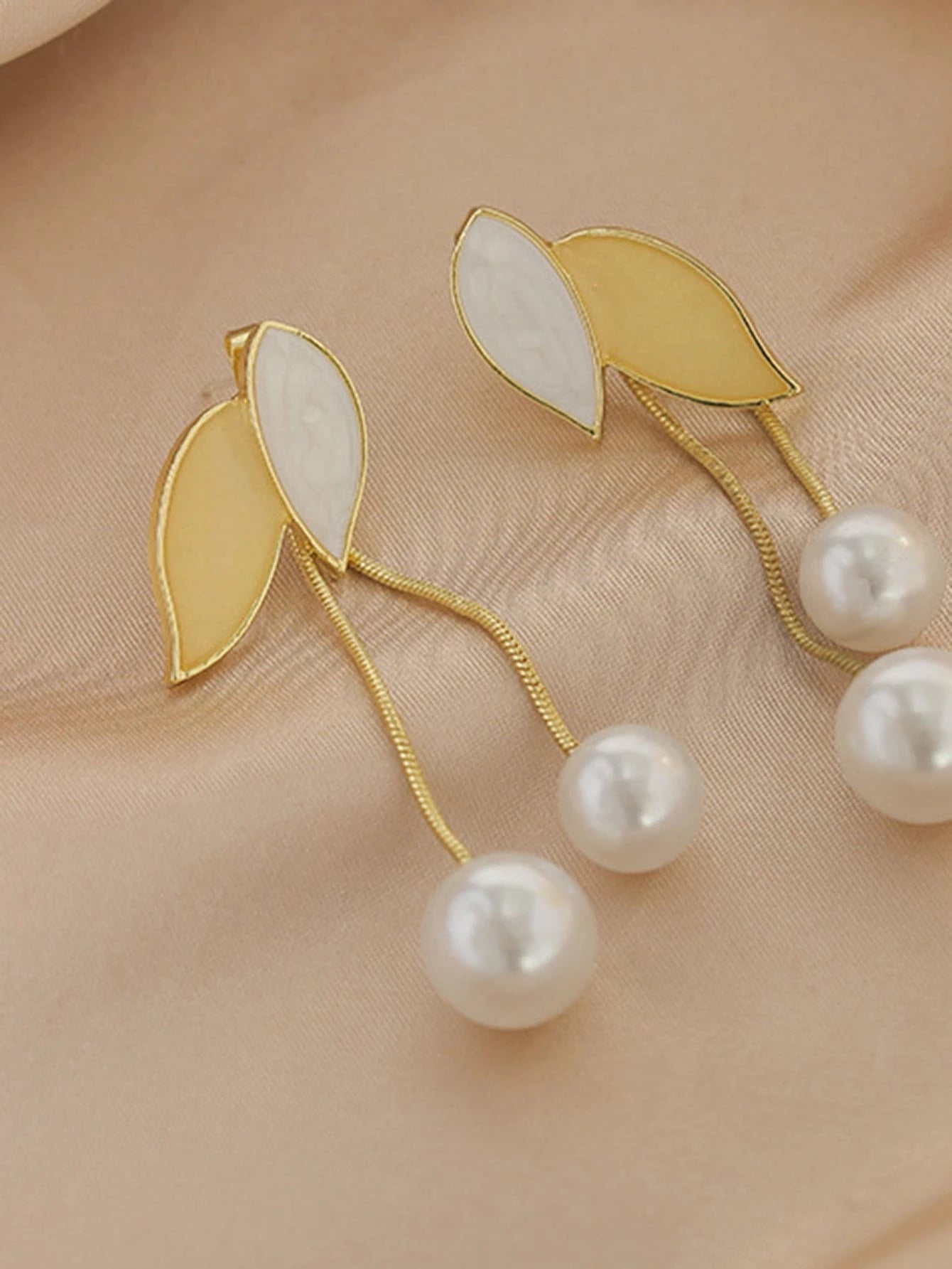 Faux Pearl Decor Earring Jackets shein