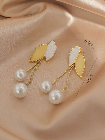 Faux Pearl Decor Earring Jackets shein