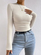 Essnce Solid Waffle Knit Crop Tee shein