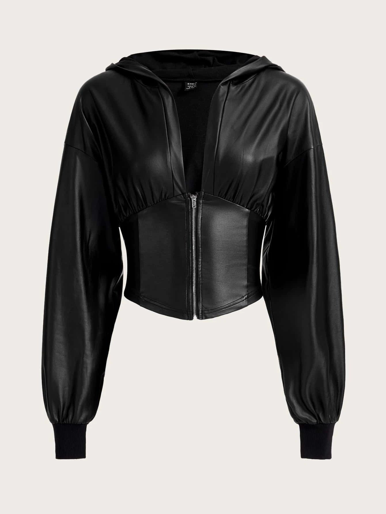 ICON Drop Shoulder Zipper Hooded Y2k Crop Jacket shein