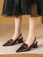 Women's Chunky Heel Pointed-Toe Mule Sandals shein