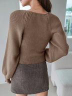 DAZY Sweetheart Neck Raglan Sleeve Sweater shein