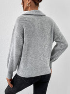 Frenchy Half Zip Drop Shoulder Grain Sweater shein