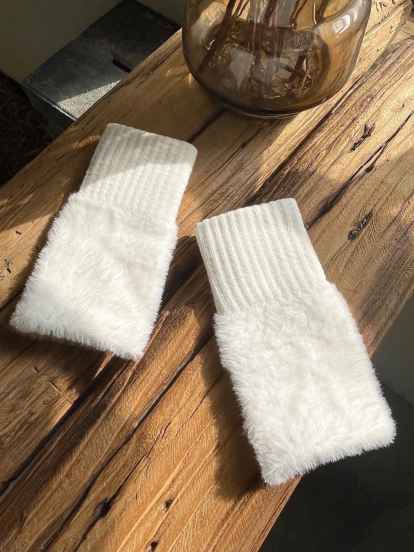 DAZY Fuzzy Fingerless Gloves shein