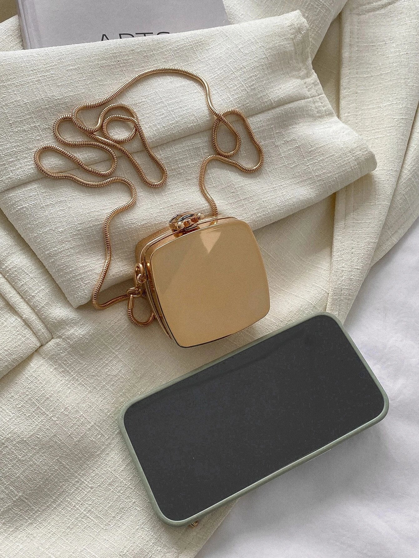 Mini Metallic Chain Box Bag, Funky, Punk & Bag For Street Wear shein