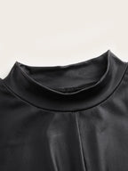 ICON Twist Front Mock Neck PU Leather Tee shein
