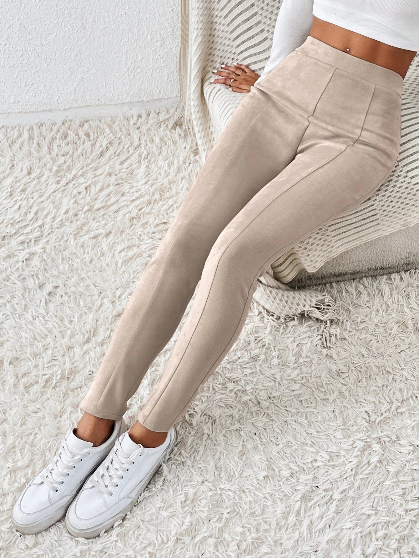 Essnce Solid High Waist Leggings shein