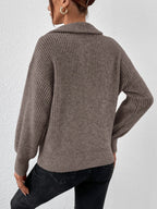 Frenchy Half Zip Drop Shoulder Grain Sweater shein
