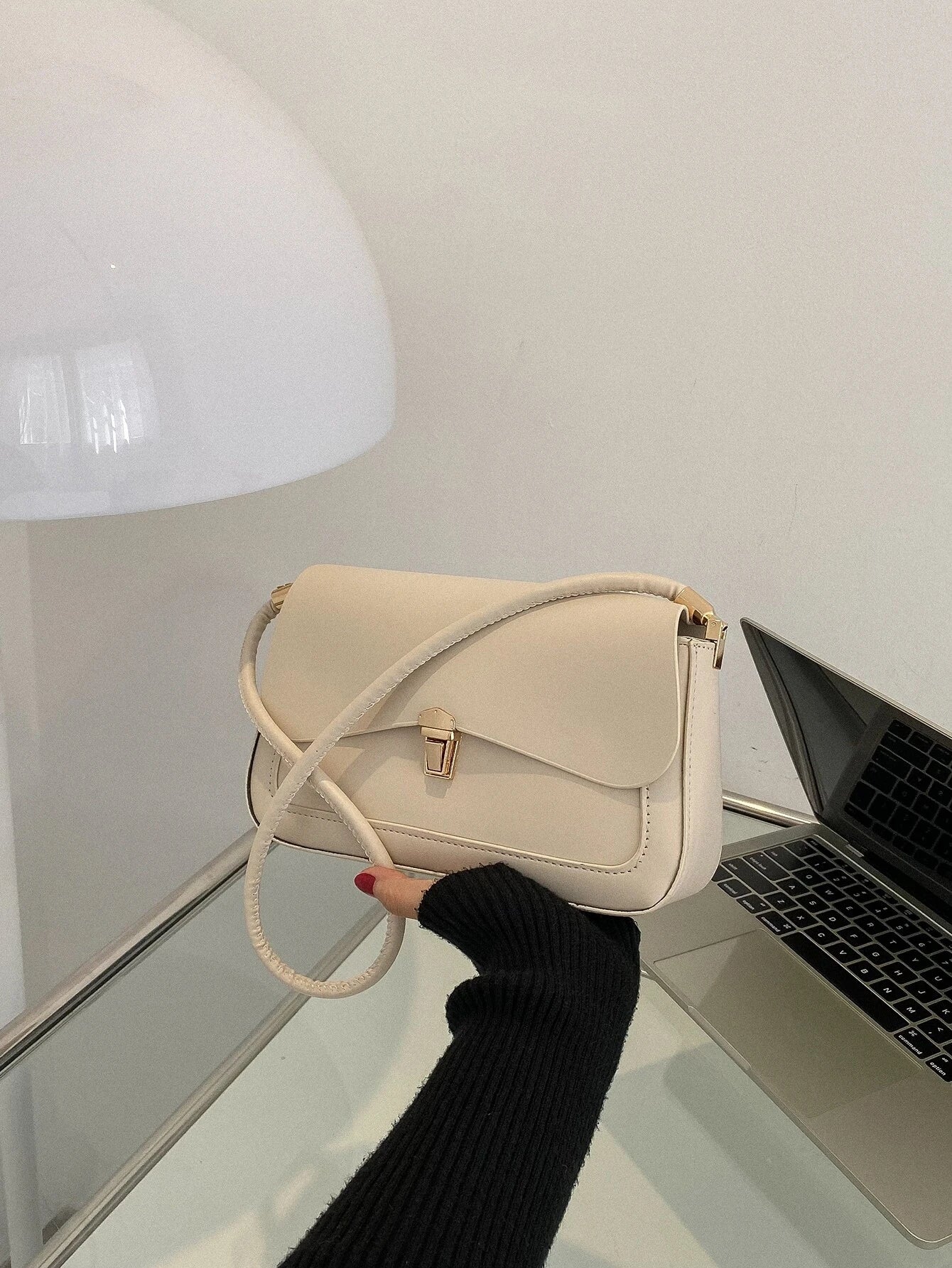 Metal Lock Flap Square Bag shein