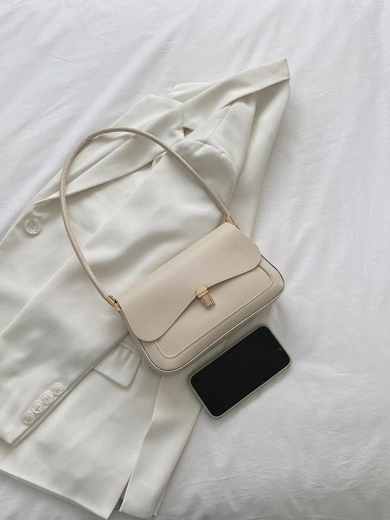 Metal Lock Flap Square Bag shein