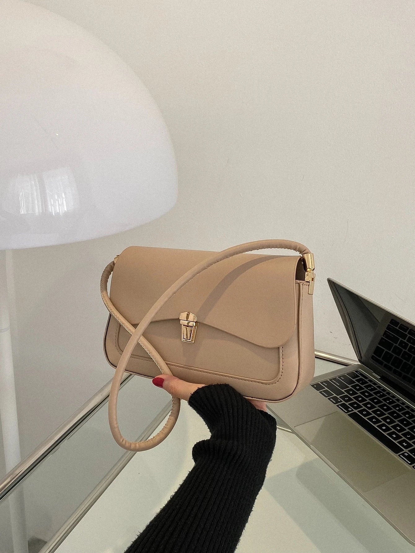 Metal Lock Flap Square Bag shein