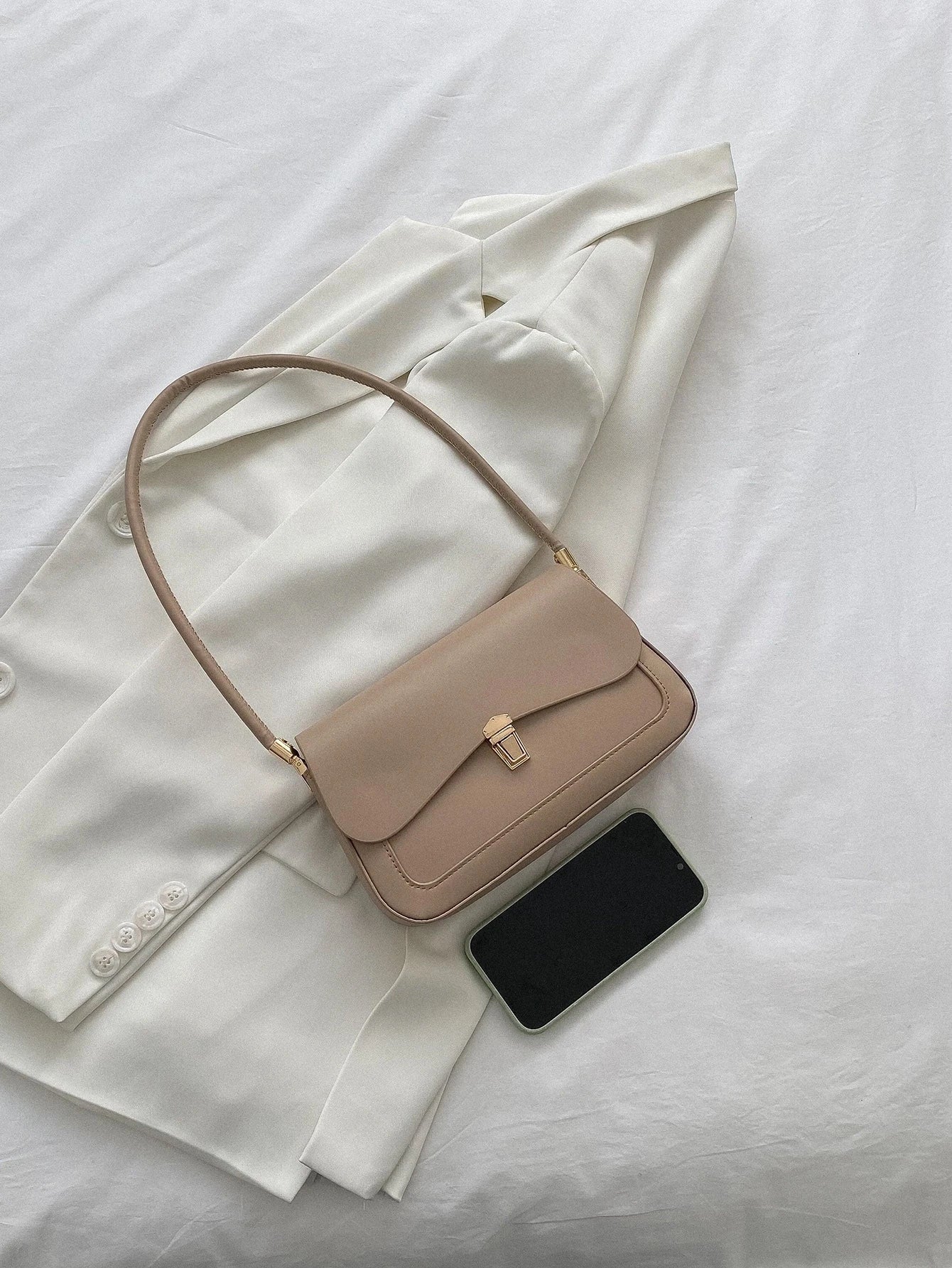 Metal Lock Flap Square Bag shein