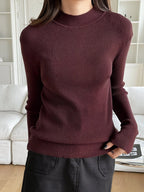 DAZY Women's Solid Stand Collar Long Sleeve Casual Business Pullover Sweater shein