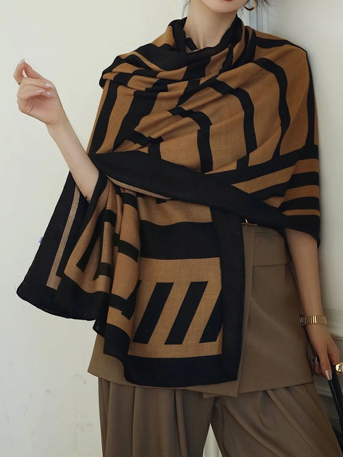 1pc Striped Pattern Scarf Classic Stylish Elegant shein