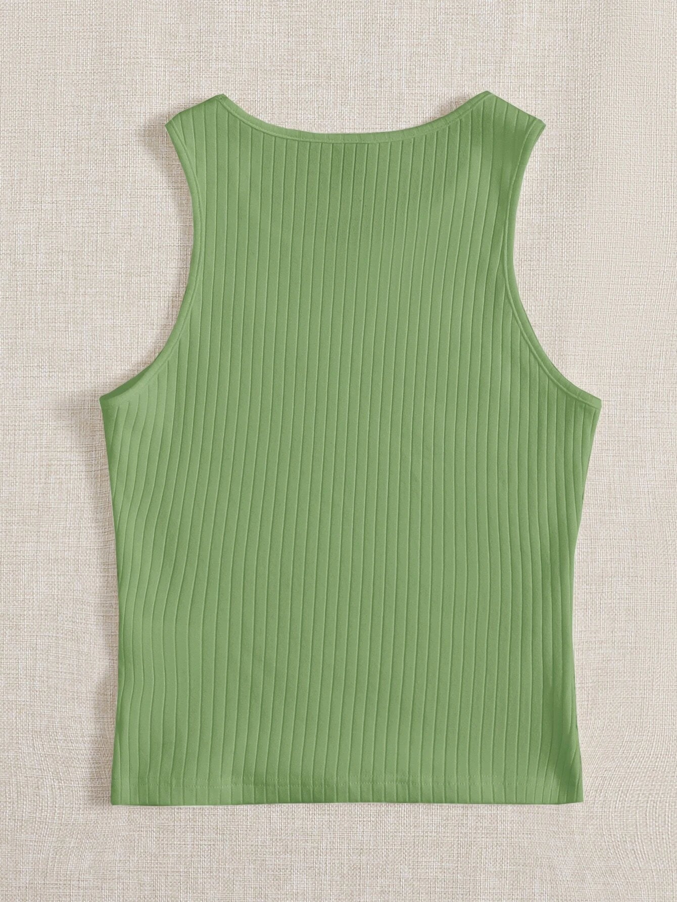 EZwear Solid Rib Knit Tank Top shein