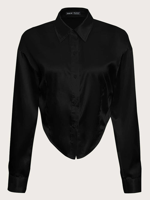 Essnce Drop Shoulder Bandana Hem Shirt shein