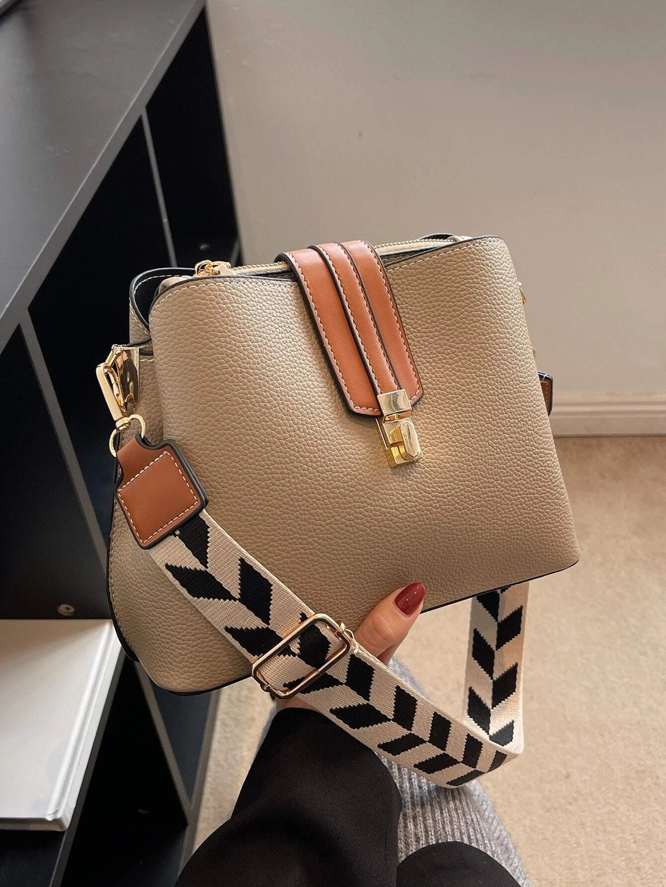Fashion Top Handle Satchel, Trendy Crossbody Bag shein