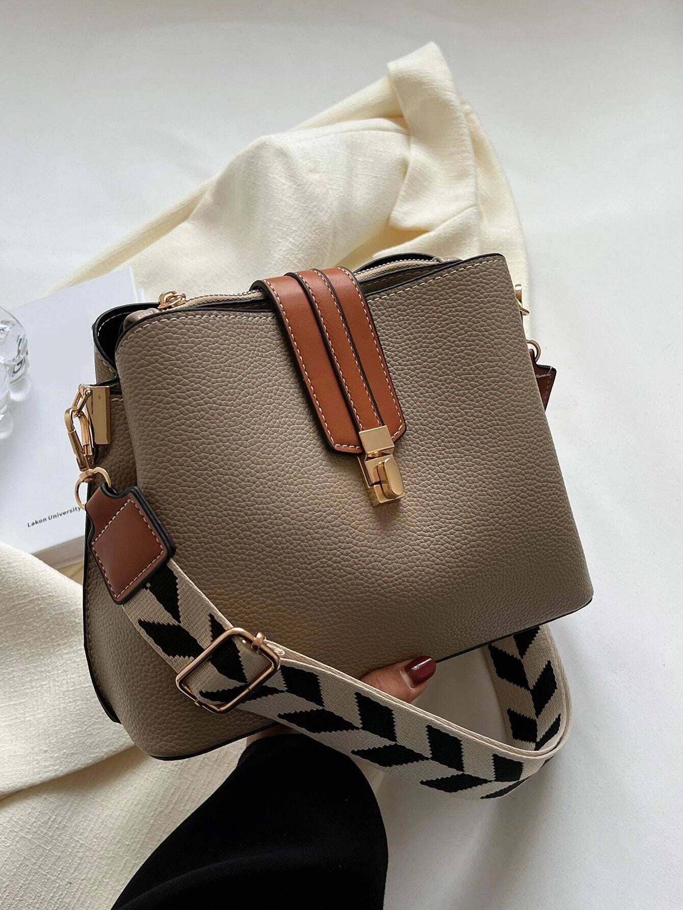 Fashion Top Handle Satchel, Trendy Crossbody Bag shein