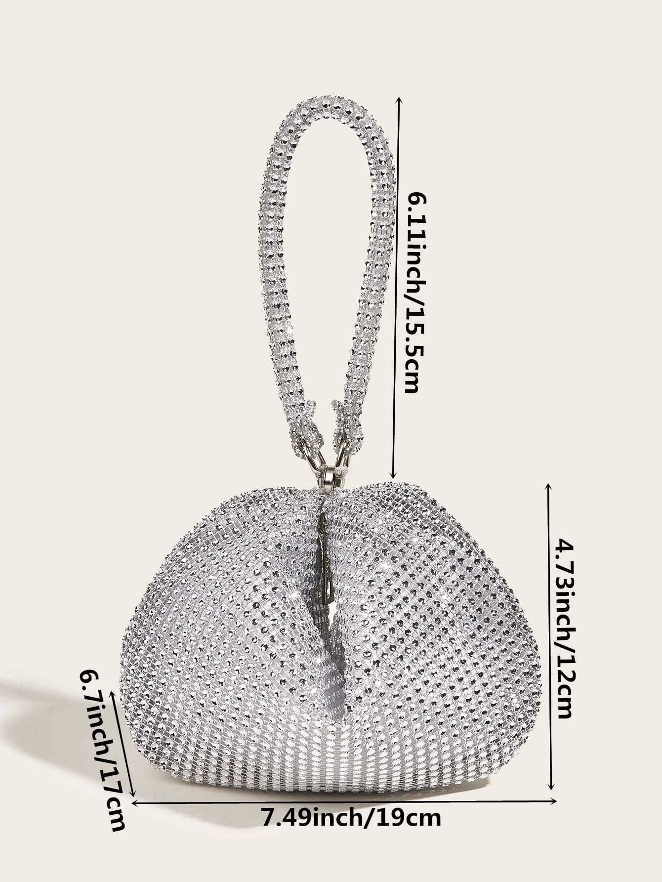 Mini Evening Bag With Crystal Decor, Ladies Party Elegant Clutch Purse Handbag For Cosmetic & Daily Use shein