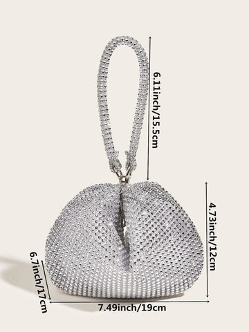Mini Evening Bag With Crystal Decor, Ladies Party Elegant Clutch Purse Handbag For Cosmetic & Daily Use