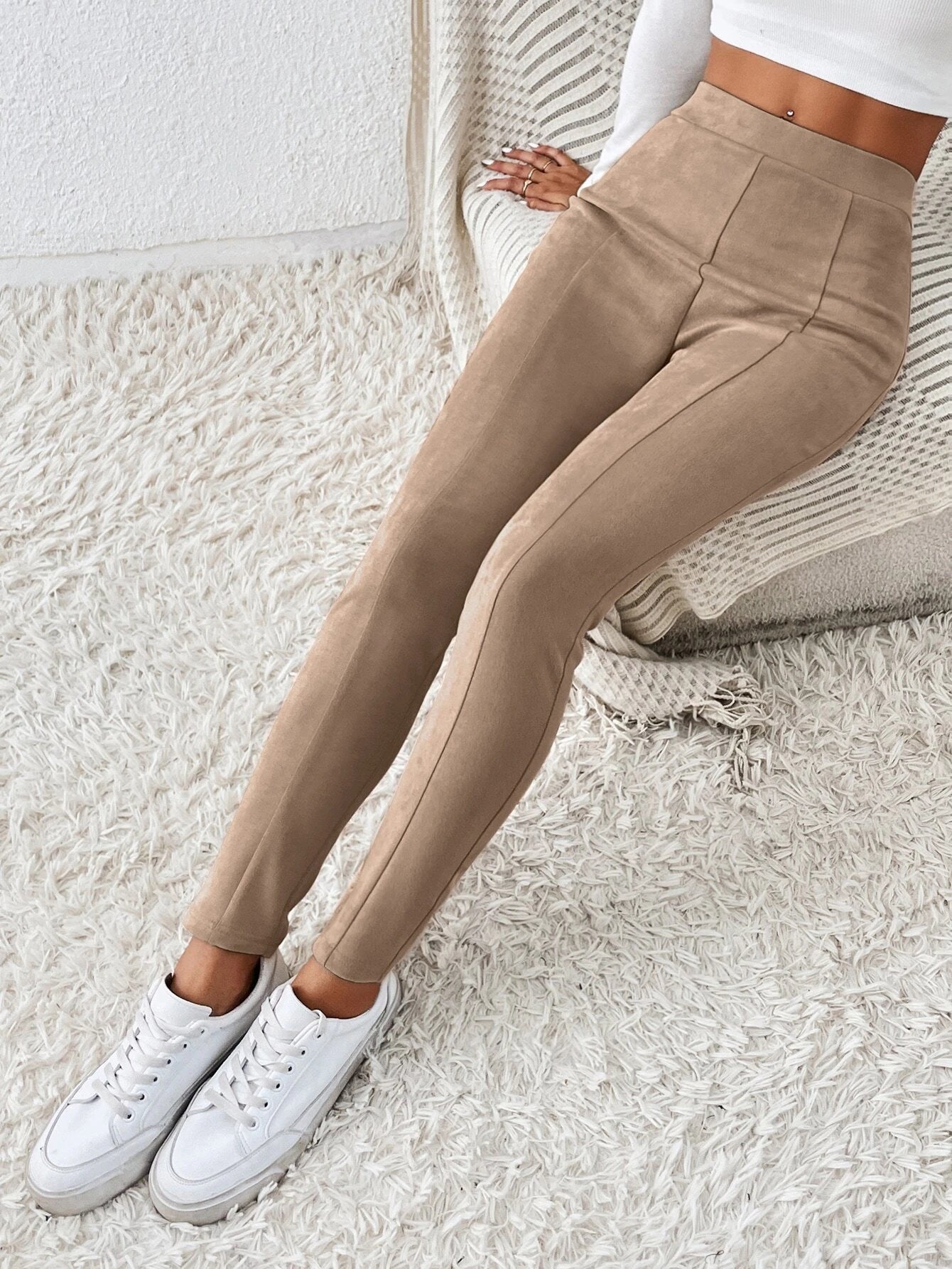 Essnce Solid High Waist Leggings shein
