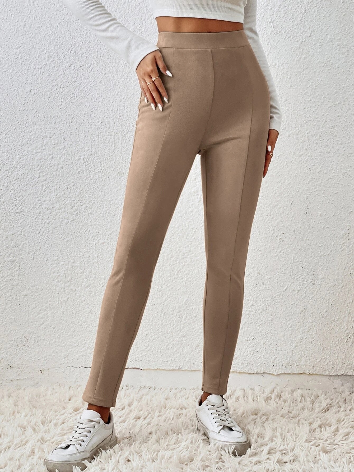 Essnce Solid High Waist Leggings shein
