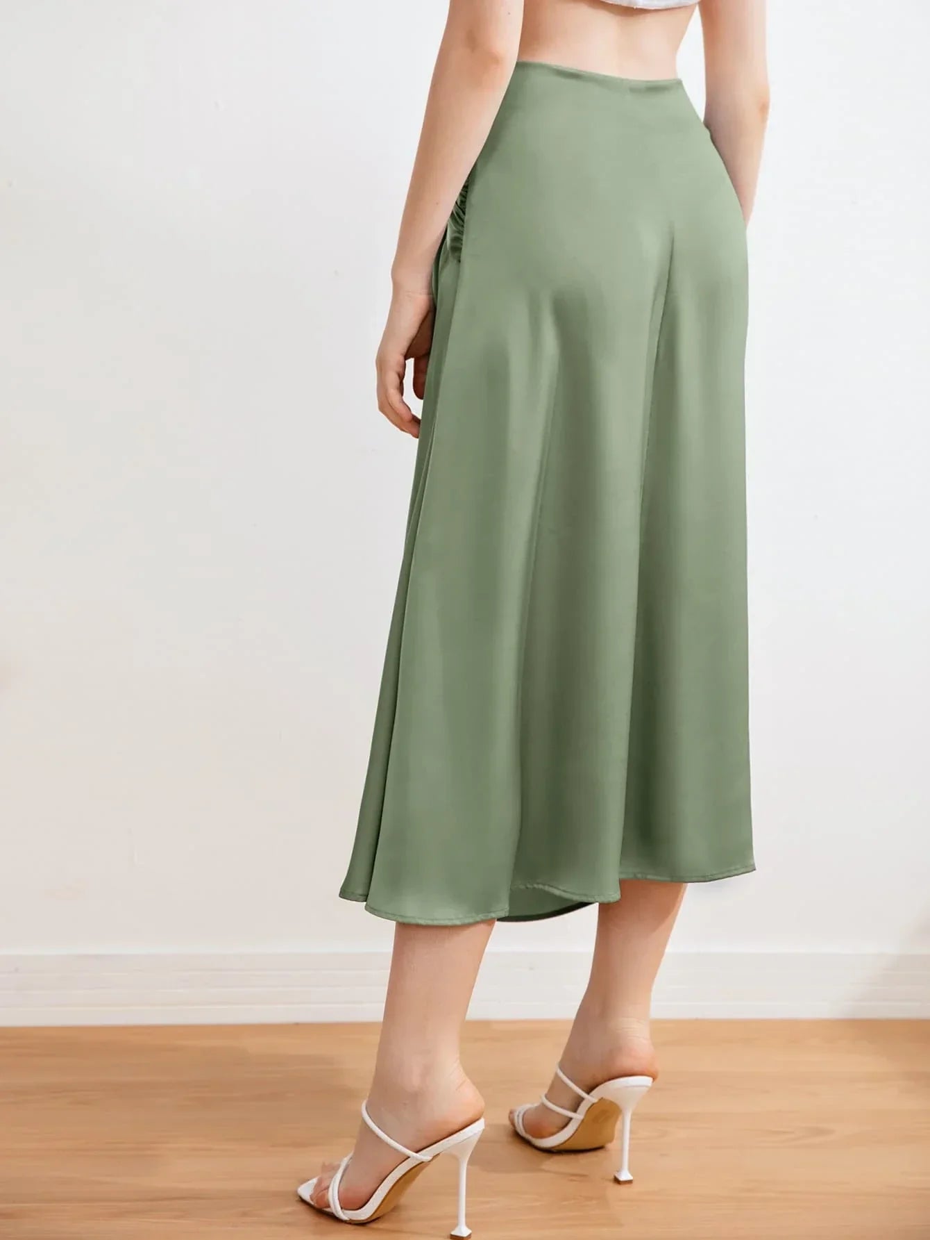 Priv� Twist Front Satin Skirt Workwear