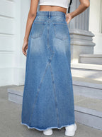 EZwear Women's Basic Button Front Denim Mini Skirt shein