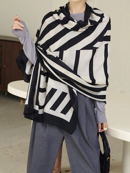 1pc Striped Pattern Scarf Classic Stylish Elegant