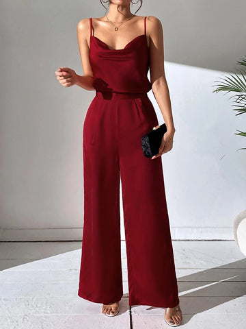 Privé Solid Cami Top & Wide Leg Pants shein