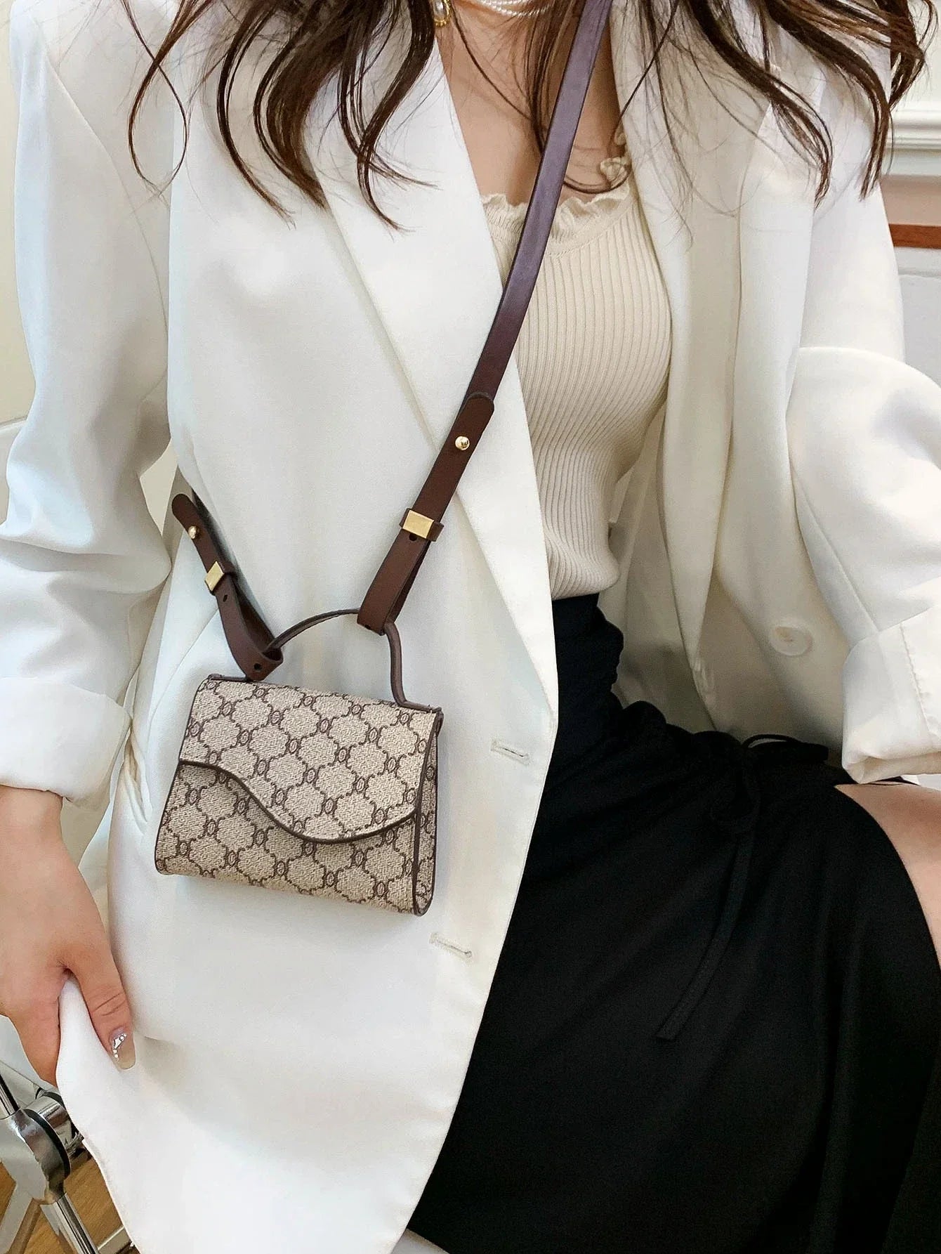 Mini All Over Print Square Bag shein