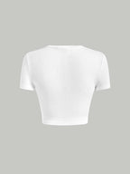 MOD 2 In 1 Lace Up Pu Leather And Different Material Splicing Short-Sleeved Round Neck Tee shein