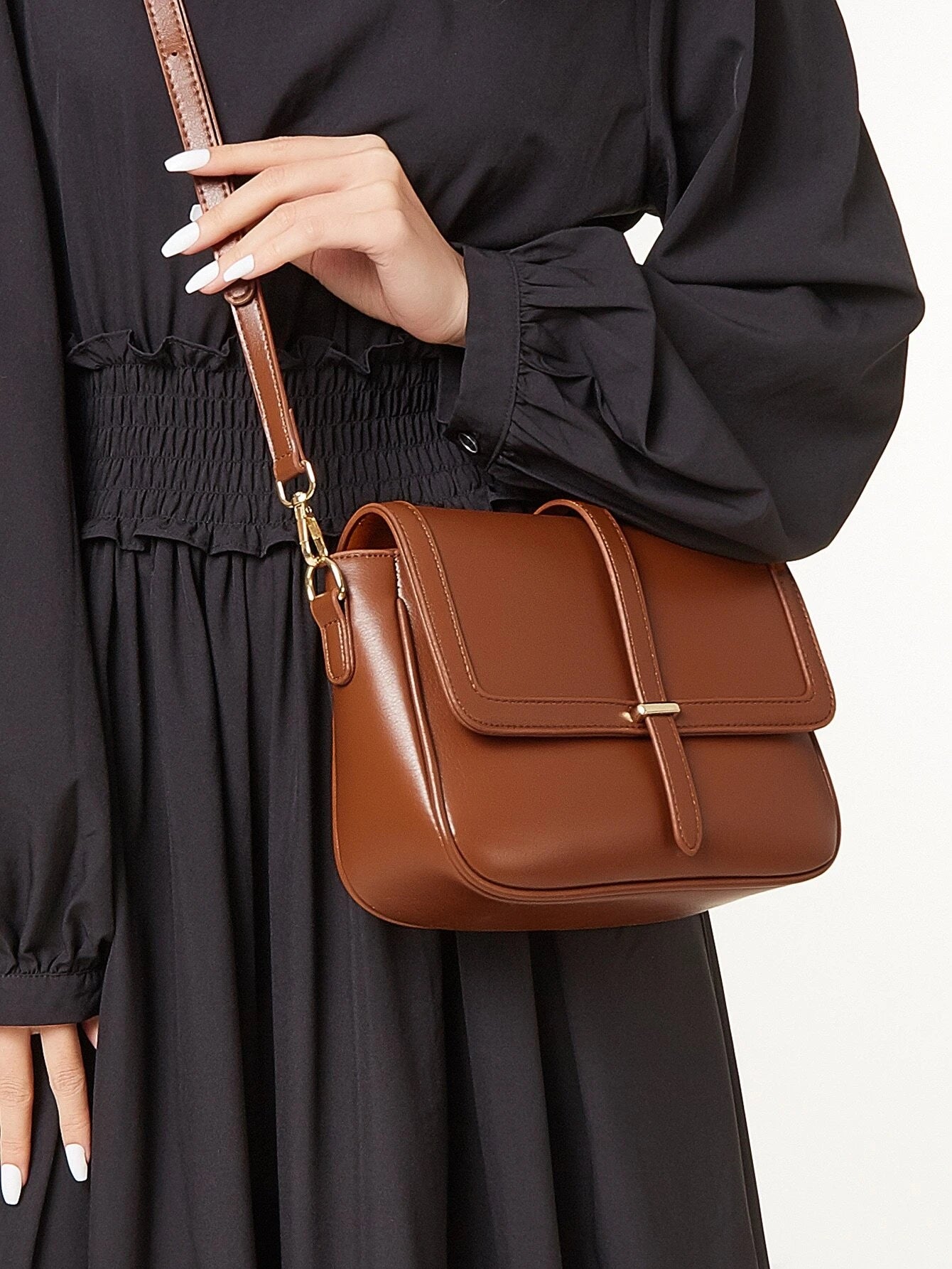 Lightweight,Business Casual Vintage Design Flap Square Bag shein