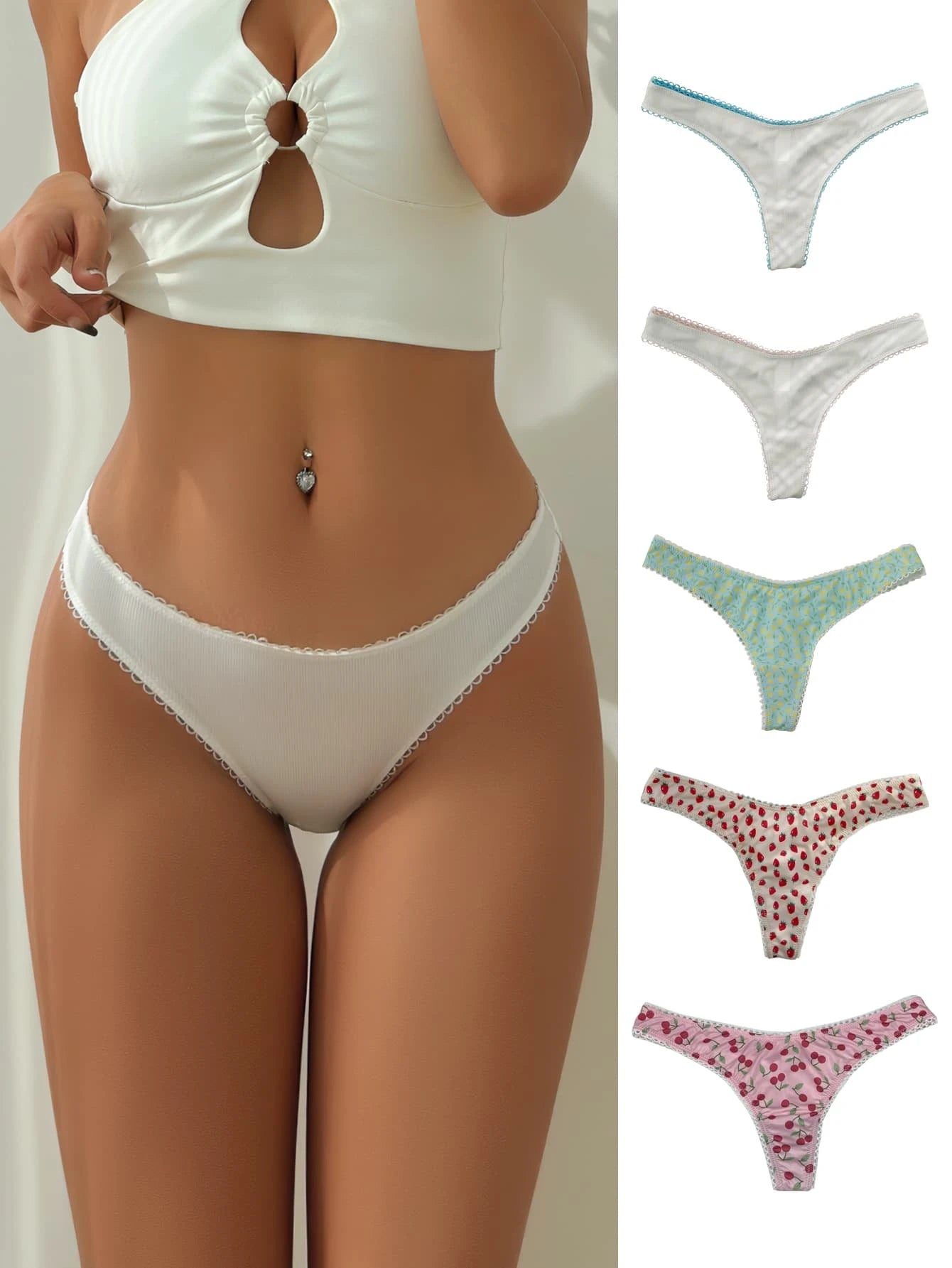 5pack Lace Trim Panty shein