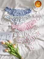 5pack Floral Print Lettuce Trim Panty Set shein