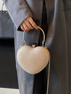 Glamorous Glitter Bling, Sequin, Luxury, Shiny Women's Heart Shaped Rhinestone Evening Clutch Bag shein
