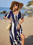 VCAY Women'S Colorblock Printed Summer Dress Shein